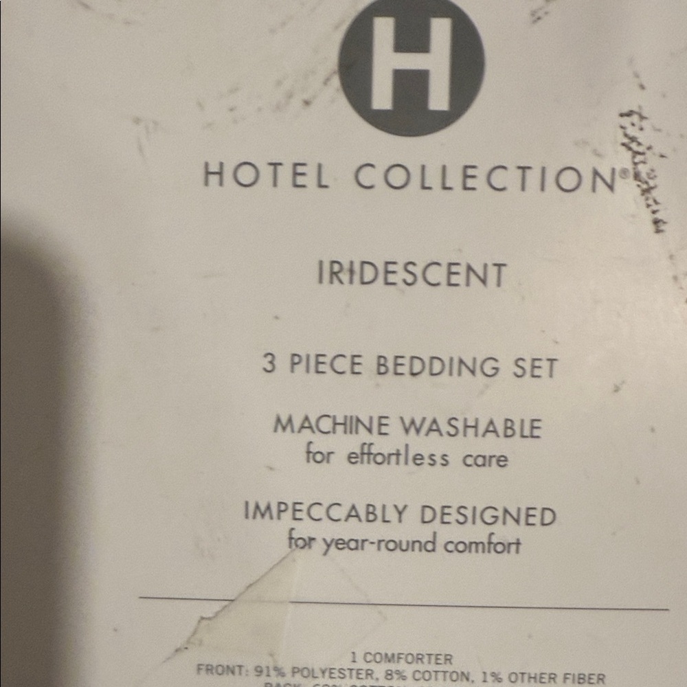 Hotel Collection White, Blue and Silver Comforter Set - Picture 5 of 9